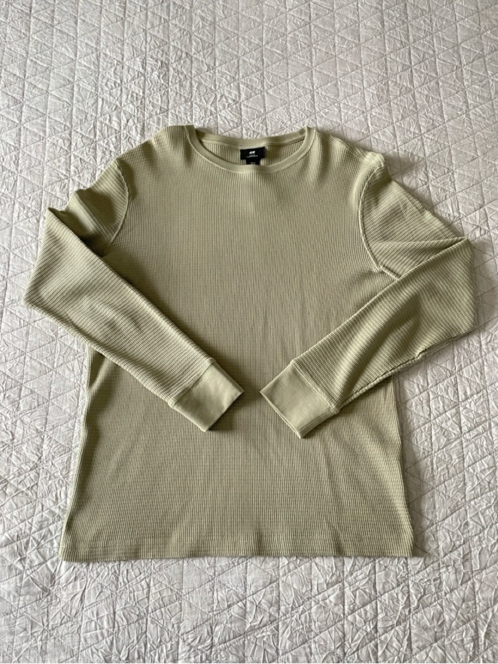 H&M Slim Fit Waffled Jersey Shirt | Men’s Medium | Green | New w/ tags